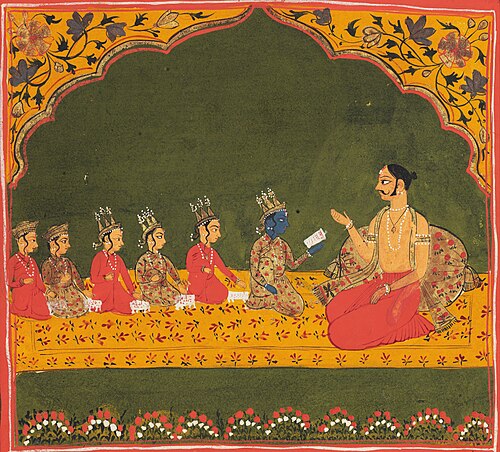 Rama and his brothers studying in the gurukula of the sage Vashishtha, 1800, 