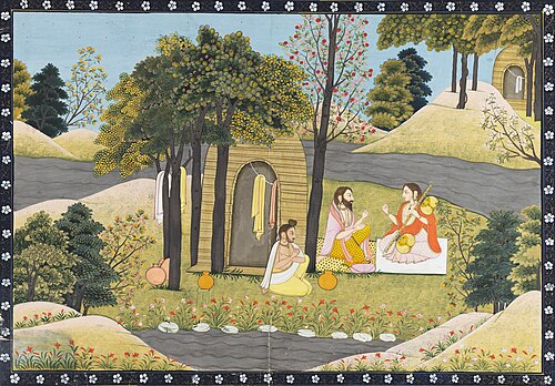 Sage Narada asks Valmiki to write the story of Rama, 1900, 