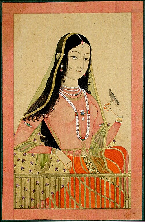 A beauty at a window with a bird, , 