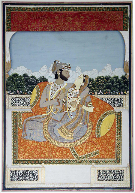 A couple embrace on a terrace, , 