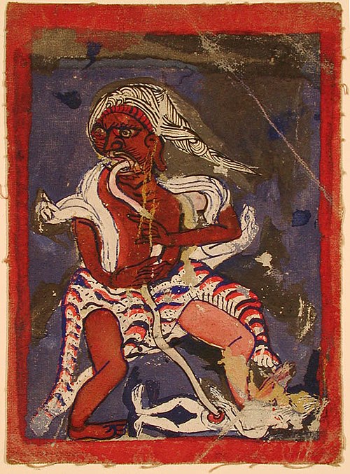 A dark demon devouring a man, , 