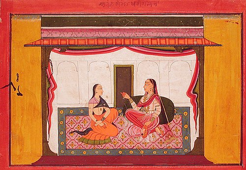 The neglected nayika confides in a sakhi, , 