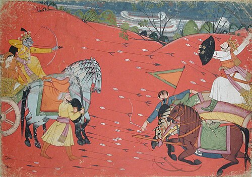 The pursuit of Krishna and Rukmini, , 