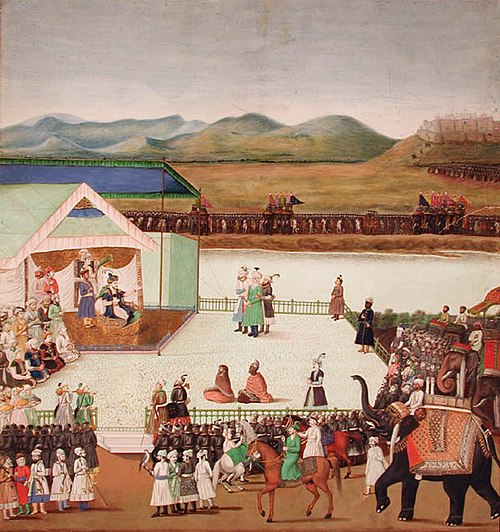 The Turkish Sultan Bayazid brought captive before Timur, , 