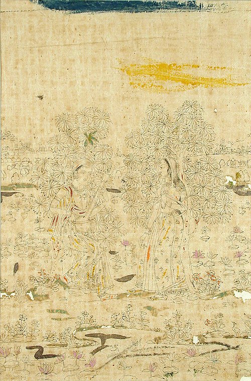 Two women in a garden, , 