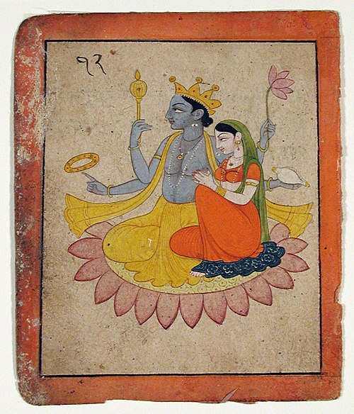 Vishnu with Lakshmi on a lotus, , 
