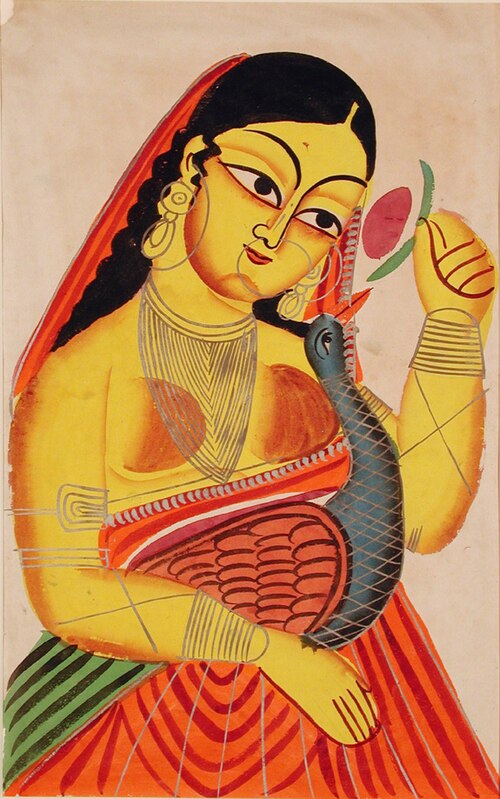 Woman holding a peacock, , 