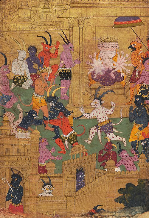 Angad in the court of Ravana, 1700, 
