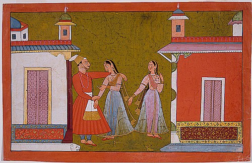 A nayaka greets his nayika, , 