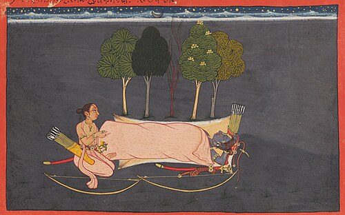 Lakshmana in the service of Rama in the forest, 1800, 