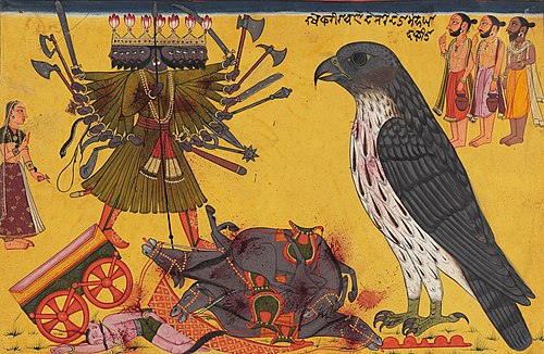 Jatayu attacks Ravana to save Sita and shatters his chariot, 1800, 