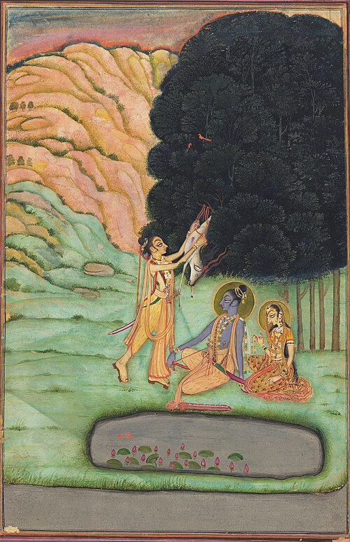 Lakshmana hangs his hunt on a tree, 1750, 