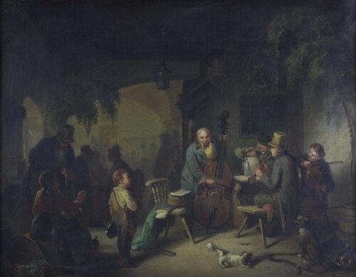 Strolling Musicians in an Inn Garden, 1850, 