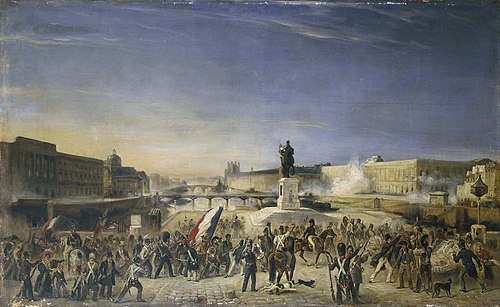 L'attaque du Louvre, le 29 juillet 1830, vue du Pont-Neuf, 1830, 
