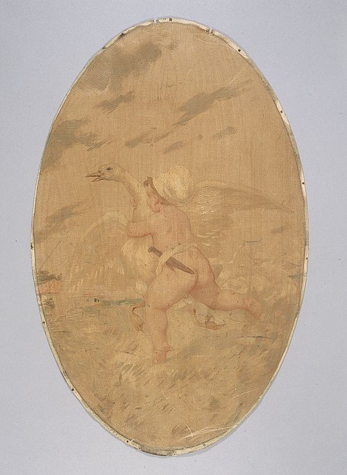 Putto cuisinier poursuivant une oie, 1900, 