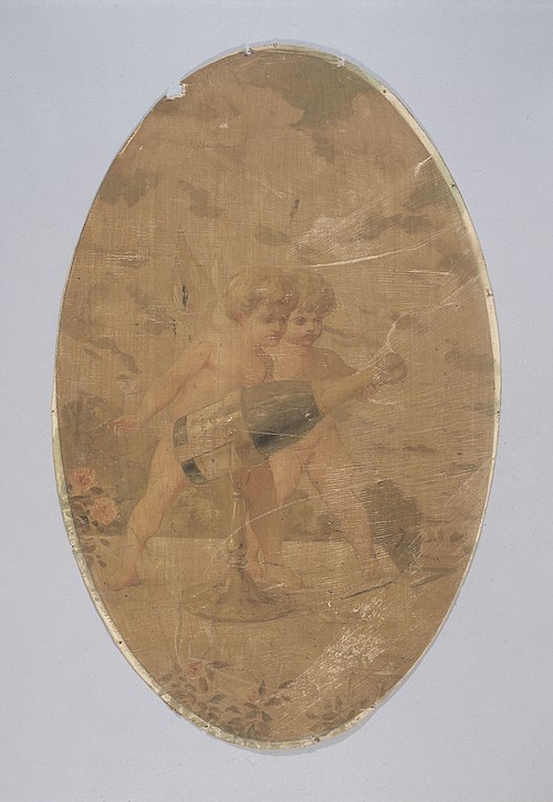 Deux amours débouchant une bouteille de champagne, 1900, 