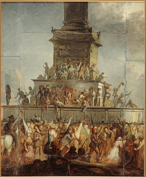 Embrasement du trône de Louis-Philippe, place de la Bastille, le 24 février 1848, 1848, 