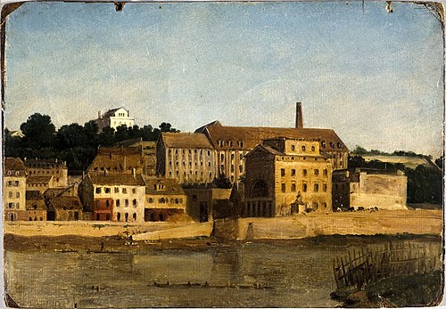 La raffinerie et le jardin Delessert, à Passy, vus de la rive gauche (vers 1820), 1820, 