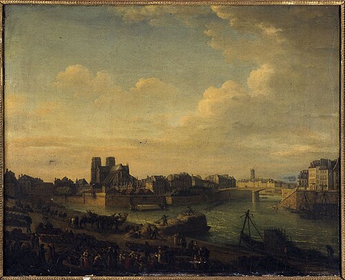 Le Port au foin, la pointe orientale de l'île de la Cité et la pointe occidentale de l'île Saint-Lou, 1801, 