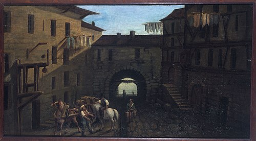 À l'Arche Popin. Enseigne de marchand de vins. Rue Saint-Germain-l'Auxerrois, 1er arrondissement, Pa, 1701, 