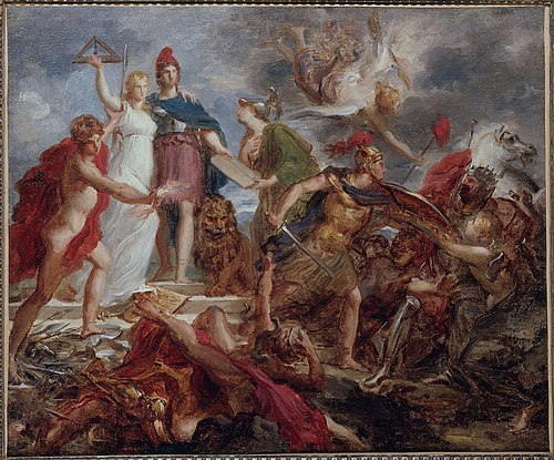 Allégorie révolutionnaire : La Liberté, l'Egalité et la Civilisation repoussant le Despotisme., 1701, 