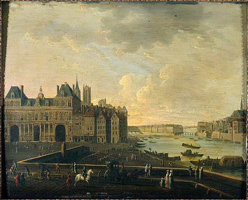 La place de Grève, l'Hôtel de Ville, l'île Saint-Louis et la Cité, vers 1780, 1780, 