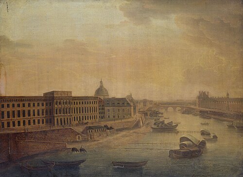 La monnaie, le collège des Quatre-Nations, le Pont Royal et le Louvre vus du Pont-Neuf, vers 1800, 1800, 