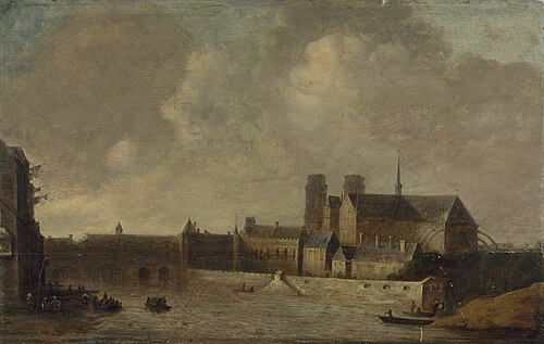 Notre-Dame et l'Archevêché, vus du quai de la Tournelle, vers 1640, 1601, 