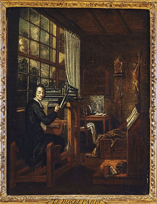 Portrait du diacre Pâris (1690-1727) se livrant à des travaux manuels pour soulager les pauvres, 1601, 
