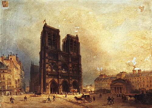 Vue du parvis de Notre-Dame, vers 1835, 1835, 