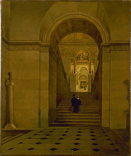 Le grand escalier du Louvre, vers 1840, 1840, 