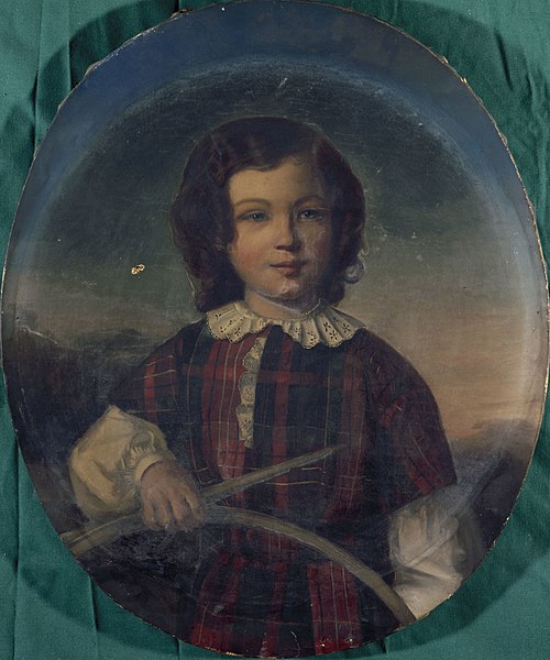 Portrait d'un jeune garçon en costume écossais tenant un cerceau, 1801, 