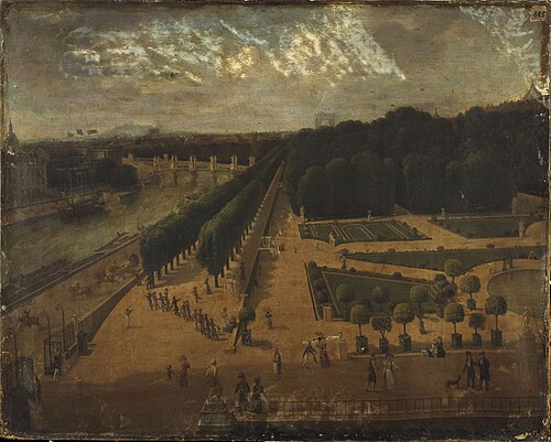 Le jardin des Tuileries, vu du pavillon de Flore, vers 1830, 1830, 