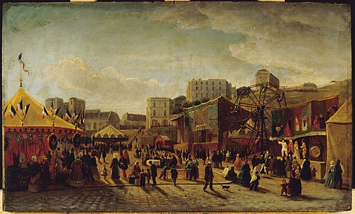 Fête foraine, place Saint-Pierre, à Montmartre, en 1861, 1861, 