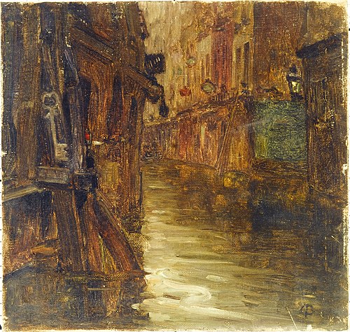 La rue de Bièvre, vue du boulevard Saint-Germain (inondations de 1910), 1910, 