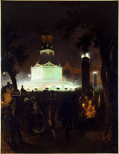 Fête commémorative en l'honneur des victimes de juillet 1830, sur la place de la Bastille, le 27 jui, 1831, 