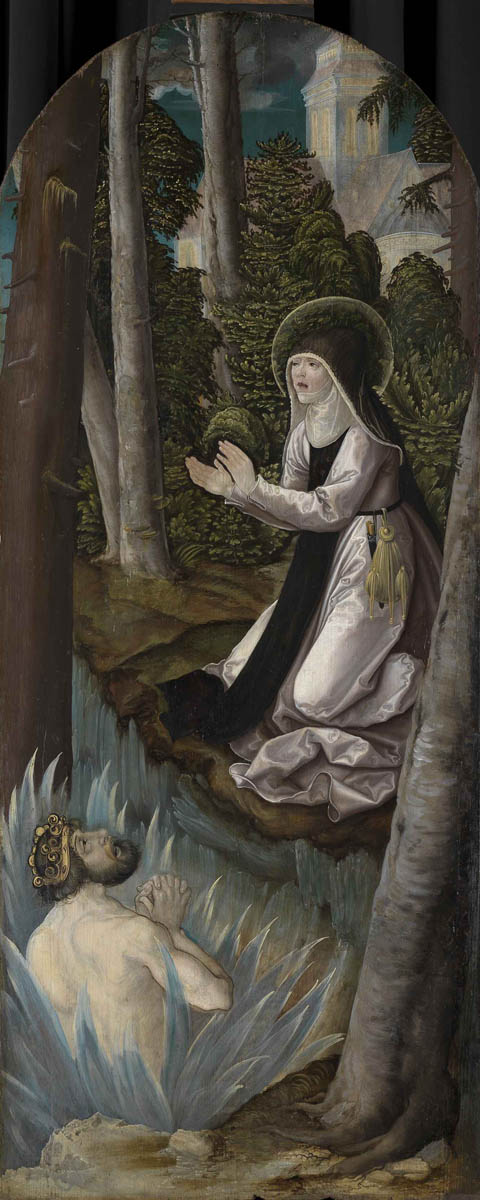 Die Heilige Ottilie erlöst durch ihre Fürbitte ihren Vater aus dem Fegefeuer, 1520, 