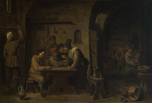 Drinkende mannen in een herberg, 1657, 