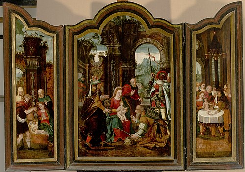 Triptych: Adoration of the Magi, Adoration of the Shepherds, Circumcision, 1550, 