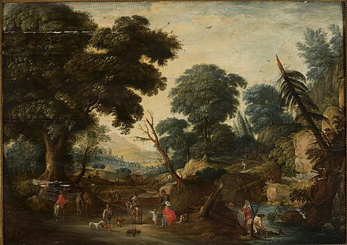 Mountain landscape with staffage, 1620, 