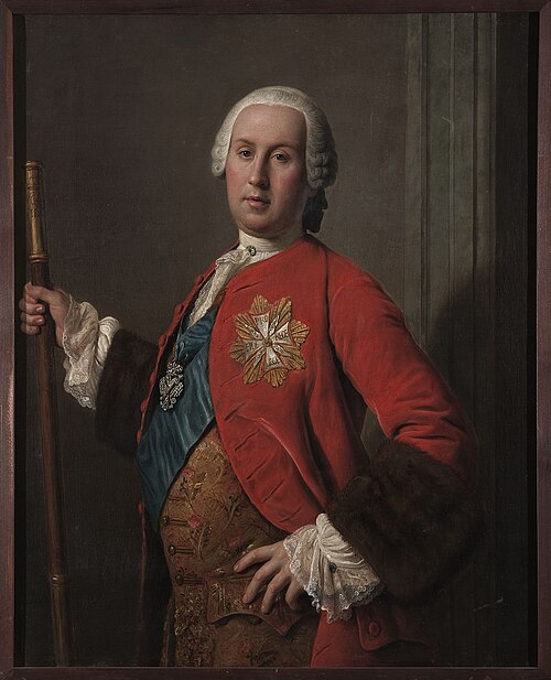 Portrait of Jerzy August Mniszech (1715–1778), his own coat of arms, 1746, 