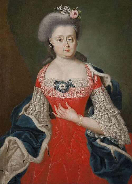 Portrait of a lady in a red dress, 1760, 