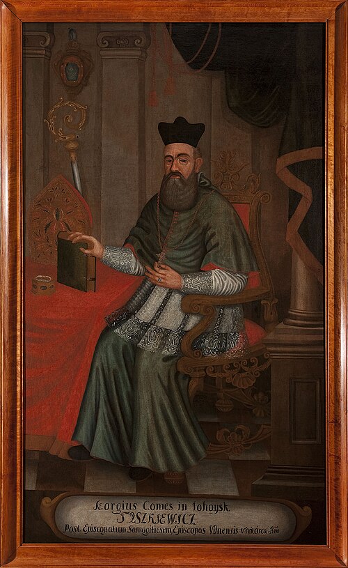 Portrait of Jerzy Tyszkiewicz (1596–1656), Leliwa coat of arms, bishop of Vilnius, 1762, 