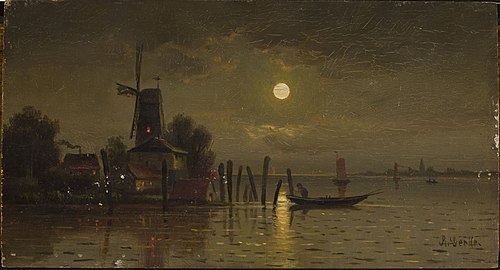 Moonlit night at the lake, 1800, 