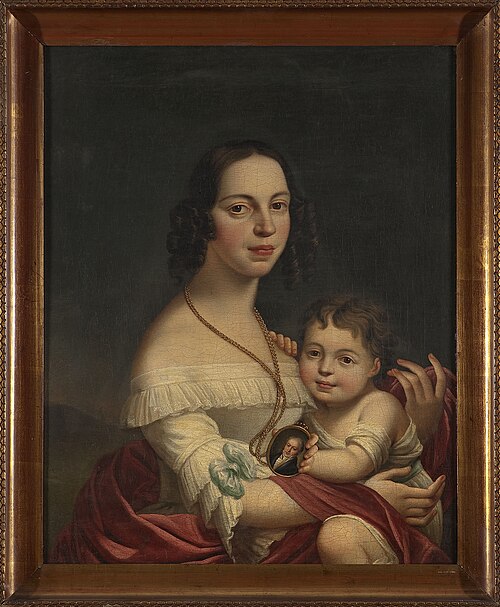 Portrait of Franciszka Pawłowska née Kamieńska with her daughter Eliza, the would-be writer (Eliza O, 1843, 