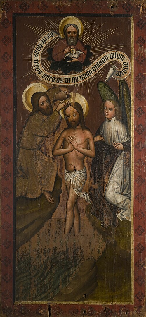 Baptism of Christ. T wing of the altar retable [?] from Chełmiec, 1452, 