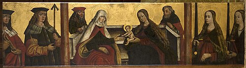Rodzina Panny Marii (śś. Anna Samotrzeć, Joachim i Józef) ze śś. Edmundem (?), Sebastianem, Katarzyn, 1512, 