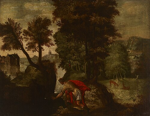 Landscape with a Kneeling Knight (Theseus?), 1650, 