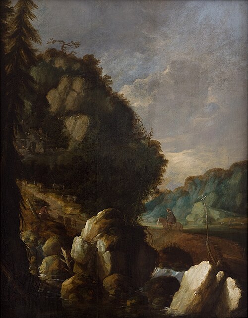 Mountain Landscape (Horseman on a Mountain Path), 1650, 