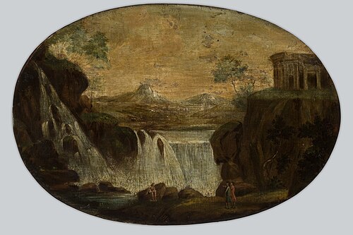 Landscape with a Waterfall and an Ancient Temple (Tivoli?), 1800, 